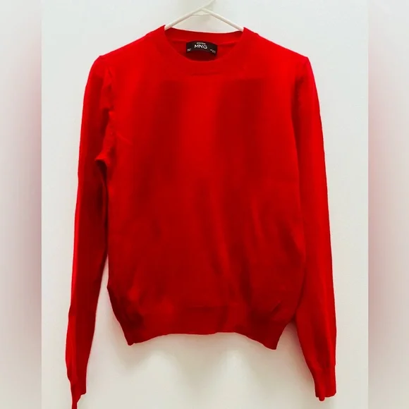 MANGO RED WOOL PERKINS-NECK SWEATER SIZE M - Picture 7 of 11